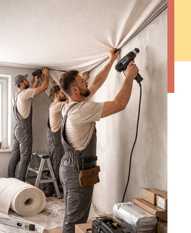 Монтаж фактурного натяжного потолка в Крымске от 777 руб. — ОТДЕЛОЧНИК-Крм