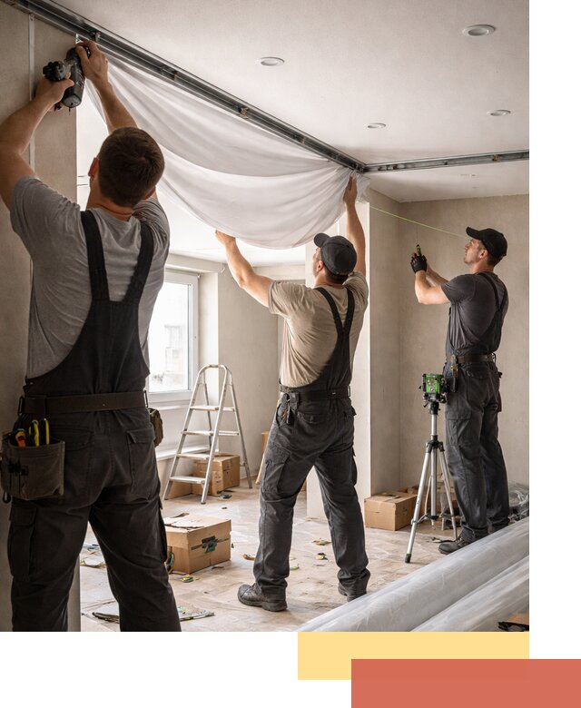 Монтаж парящего натяжного потолка под ключ в Крымске