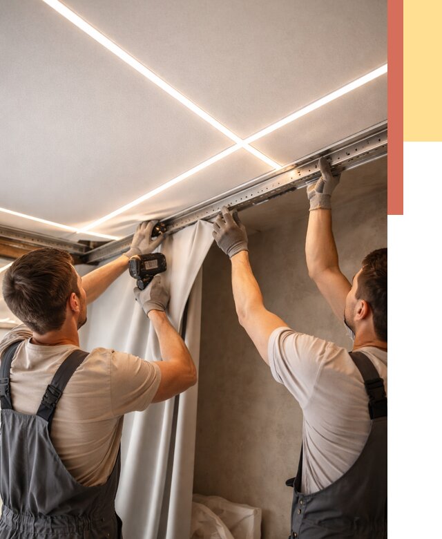 Монтаж натяжного потолка со световыми линиями в Крымске от 1244 руб. | ОТДЕЛОЧНИК-Крм