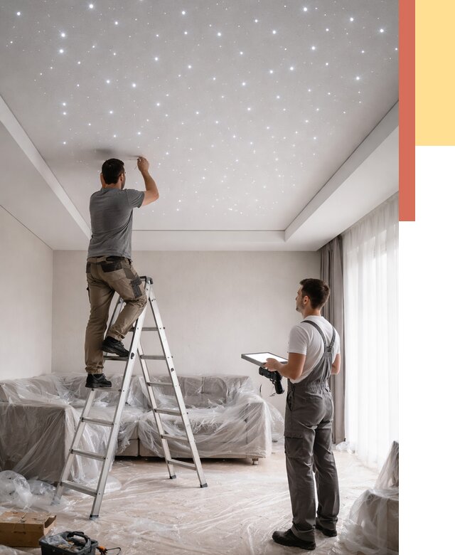 Монтаж натяжного потолка «звездное небо» в Крымске от 6736 руб. | ОТДЕЛОЧНИК-Крм