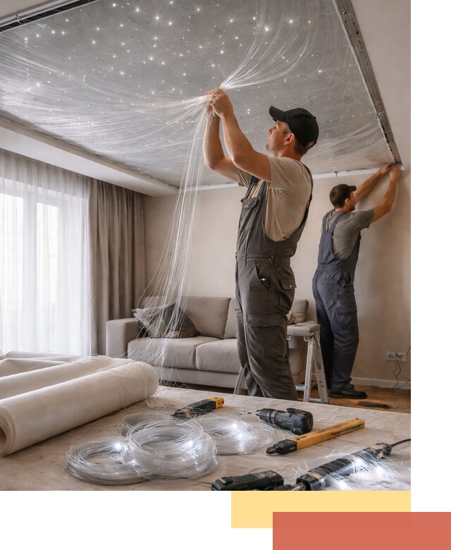 Монтаж натяжного потолка «Звездное небо» в Крымске