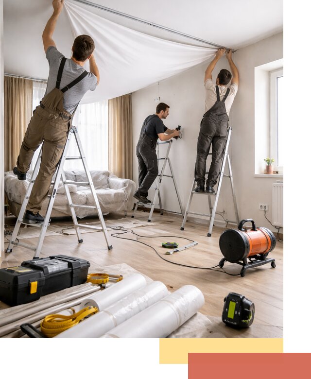 Монтаж натяжного потолка в гостиной в Крымске