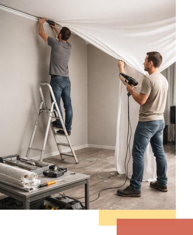 Монтаж натяжного потолка в студии в Крымске