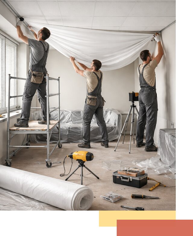 Монтаж натяжного потолка в офисе в Крымске