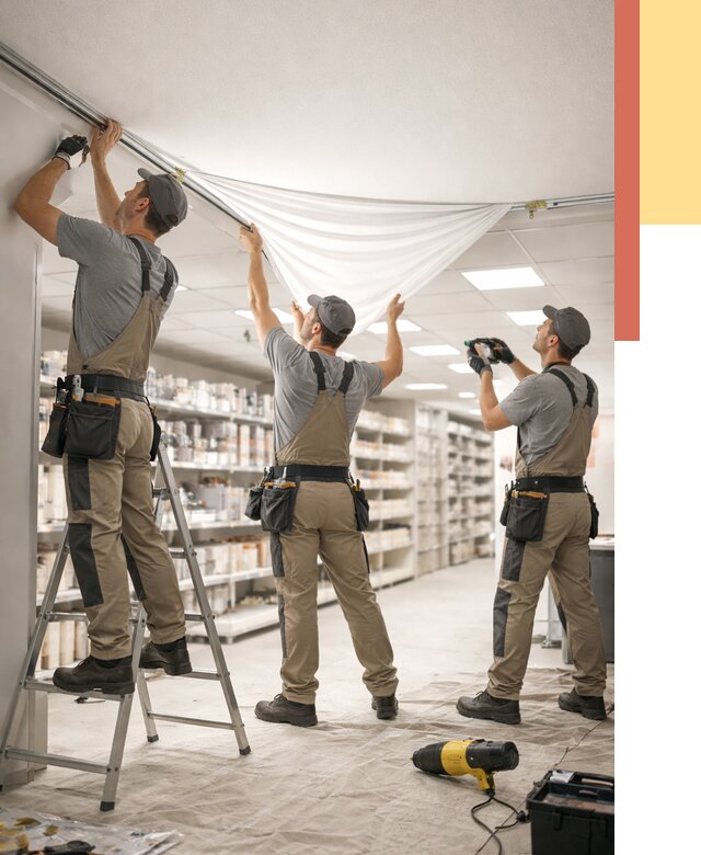 Монтаж натяжного потолка в магазине в Крымске от 4663 руб. быстро и недорого | ОТДЕЛОЧНИК-Крм