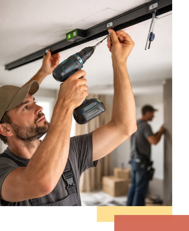 Установка трековых светильников в натяжной потолок в Крымске