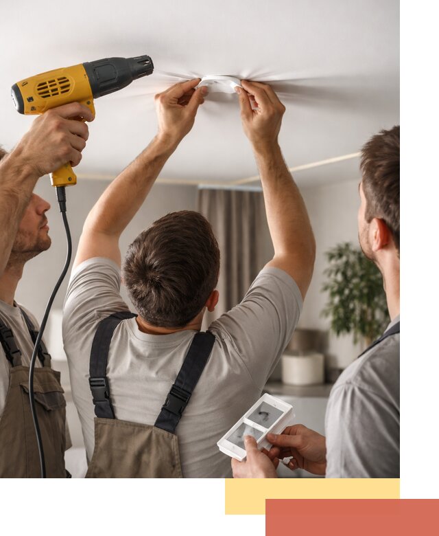 Ремонт прокола полотна натяжного потолка в Крымске