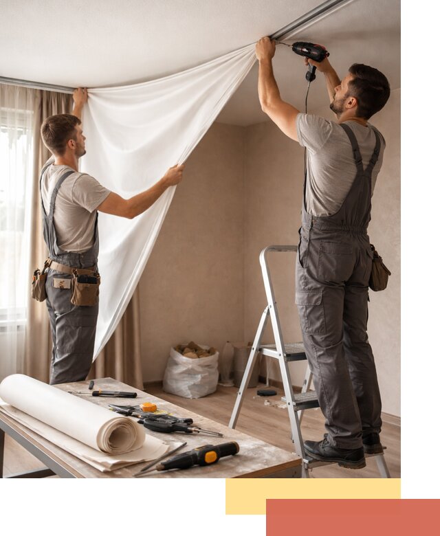 Замена полотна натяжного потолка в Крымске быстро и качественно