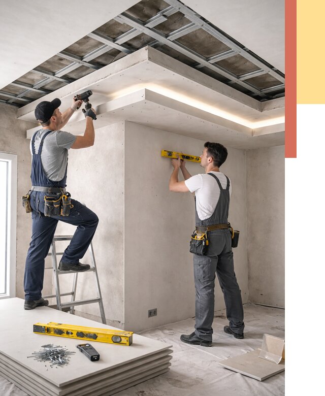 Двухуровневый потолок из гипсокартона в Крымске от 1503 руб. под ключ | ОТДЕЛОЧНИК-Крм