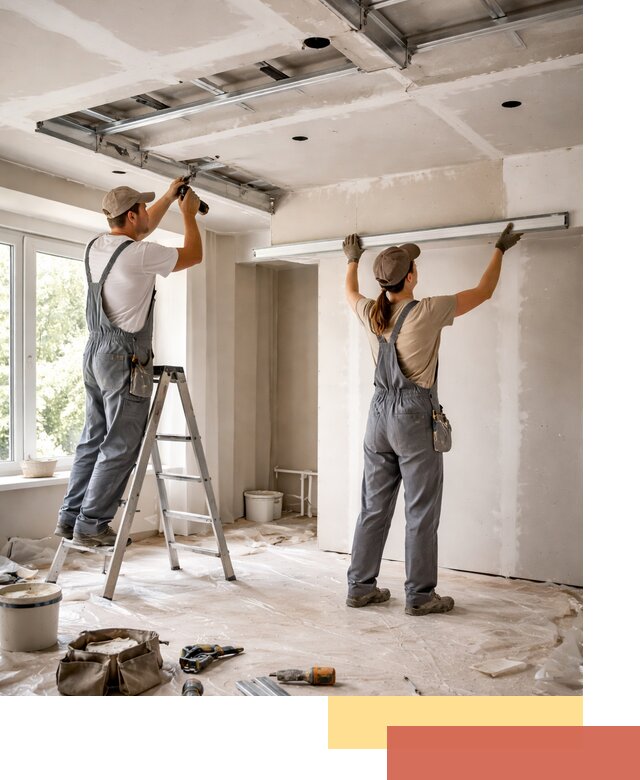 Монтаж многоуровневого потолка из гипсокартона в Крымске