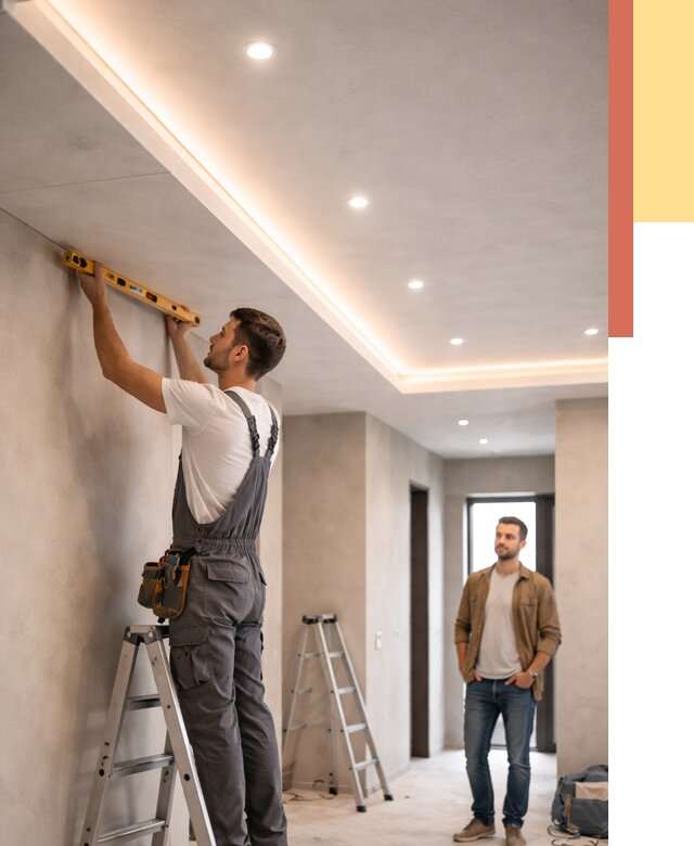 Потолок из гипсокартона с подсветкой в Крымске от 777 руб./м2 под ключ | ОТДЕЛОЧНИК-Крм