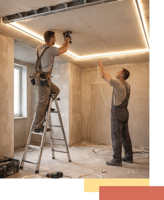 Потолок из гипсокартона с подсветкой в Крымске