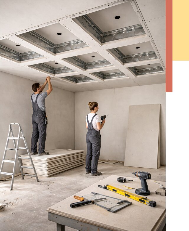 Кессонный потолок из гипсокартона в Крымске от 1917 руб. — монтаж и под ключ | ОТДЕЛОЧНИК-Крм