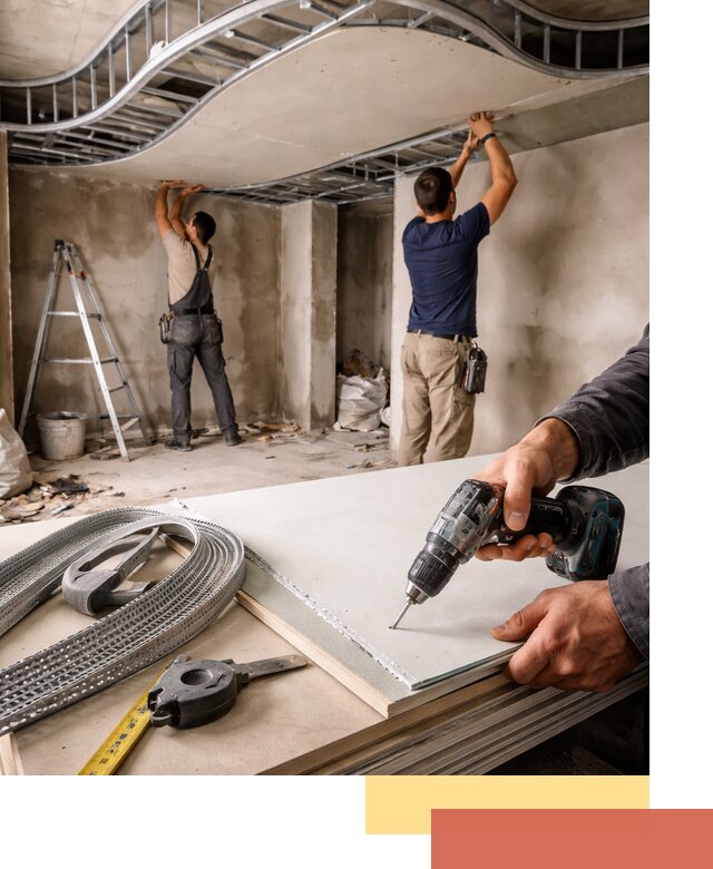 Криволинейный потолок из гипсокартона в Крымске — монтаж и отделка