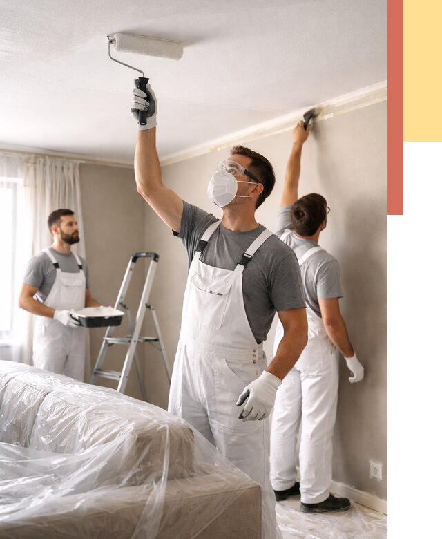 Покраска потолка водоэмельсионной краской в Крымске от 2280 руб/м² — услуги под ключ | ОТДЕЛОЧНИК-Крм