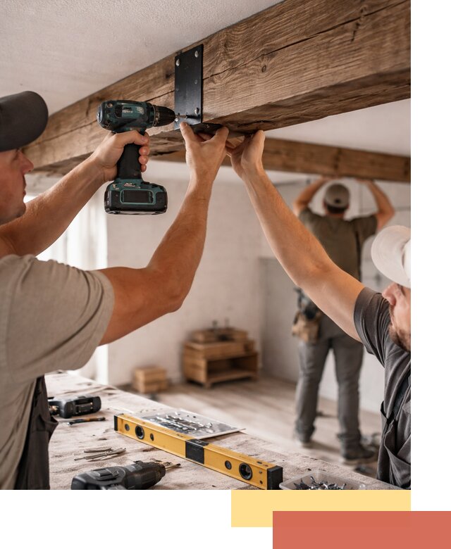 Монтаж декоративных потолочных балок в Крымске